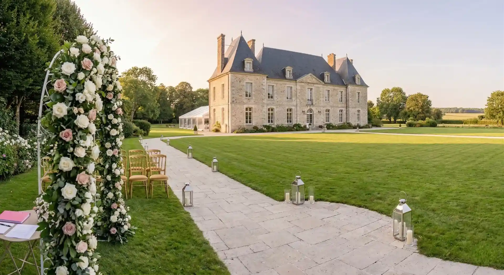 Réception de mariage en château normand