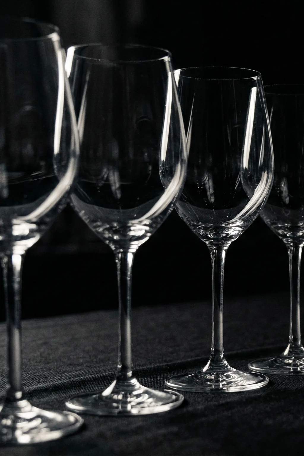 Verres en cristal dressés pour une réception d'entreprise