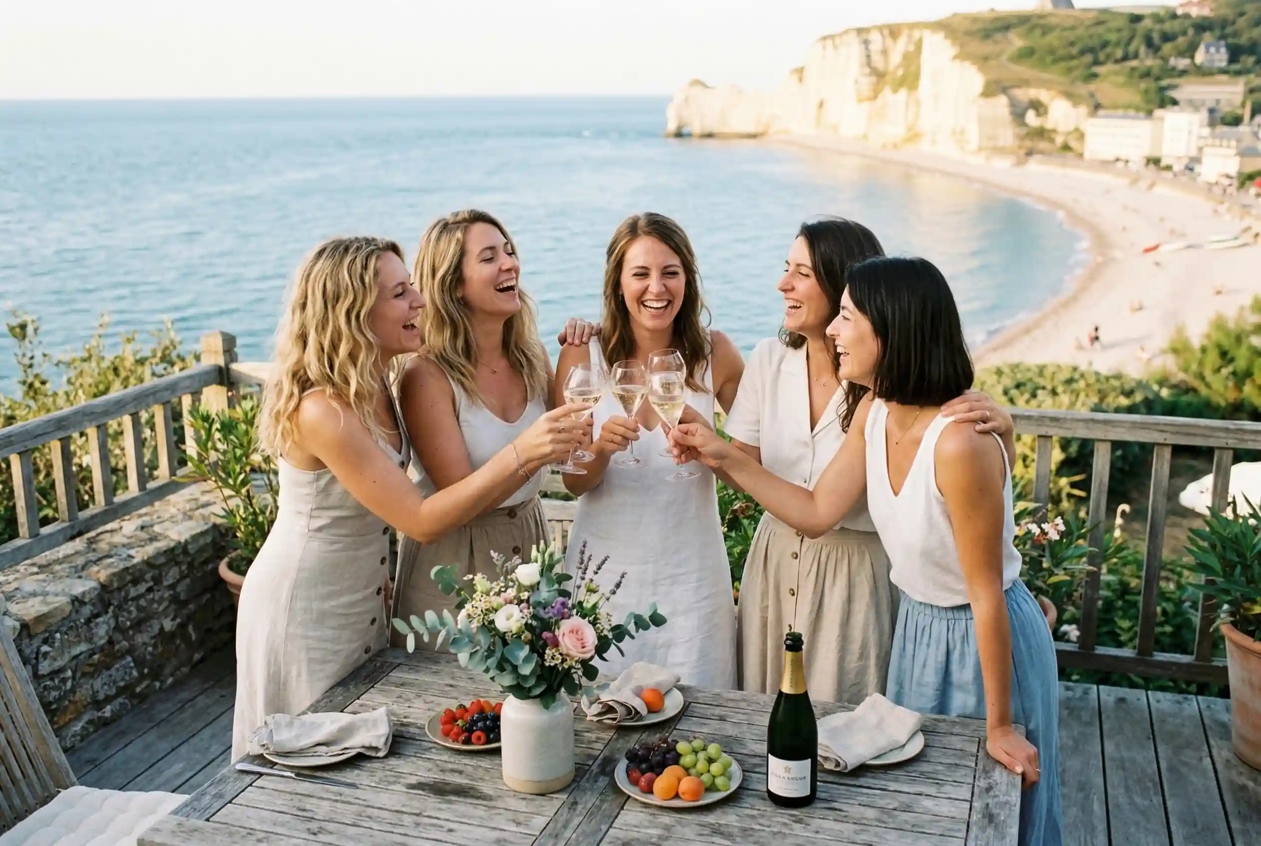 Amies riant lors d'un EVJF — enterrement de vie de jeune fille sur mesure